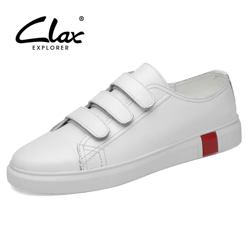 

CLAX Mans Leather Shoe Fashion 2019 Spring Autumn Men's Casual Shoes White Male Walking Footwear Big Size