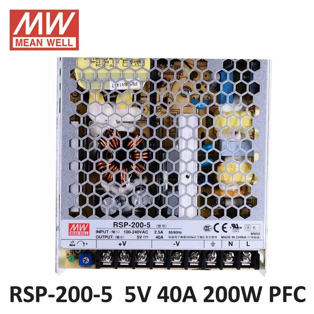 PFC Функция оригинальный бренд MEAN WELL представляет RSP 200W переключение Питание 12 V 24 27