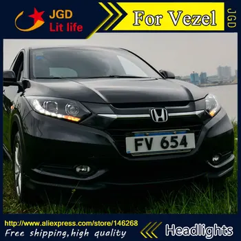 

Free shipping ! Car styling LED HID Rio LED headlights Head Lamp case for Honda Vezel XRV 2015 2016 Bi-Xenon Lens low beam