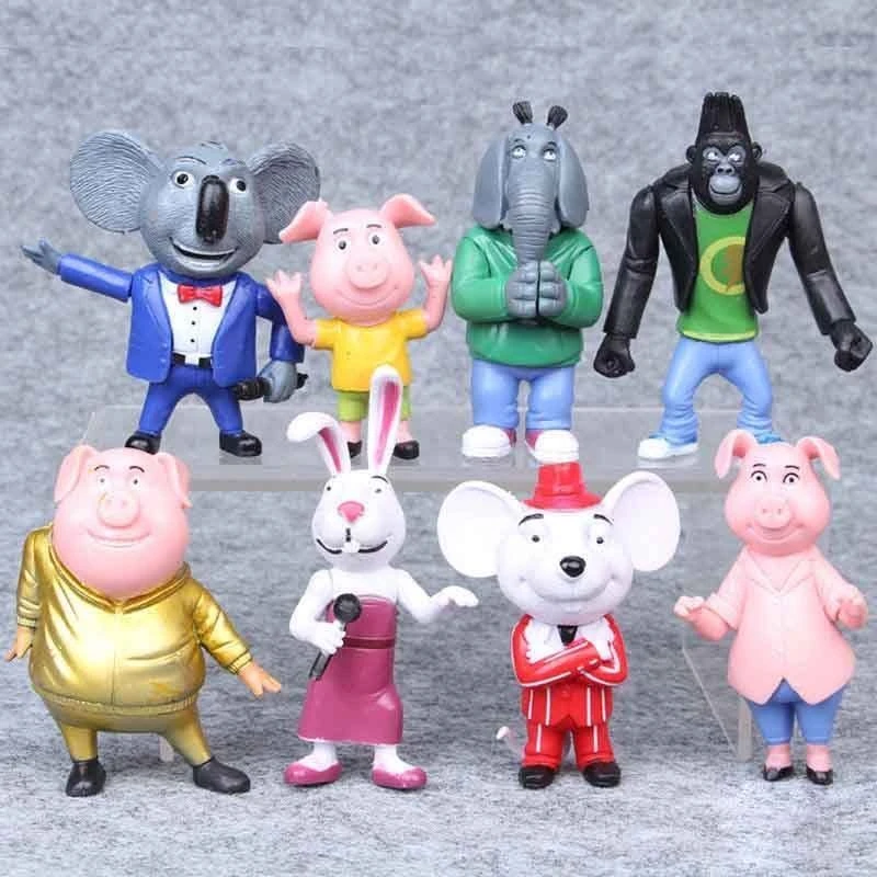 

8pcs/lot 7-10cm Cartoon Movie Sing Action Figure Toys Buster Moon Johnny Dolls anime figures action & toy figures