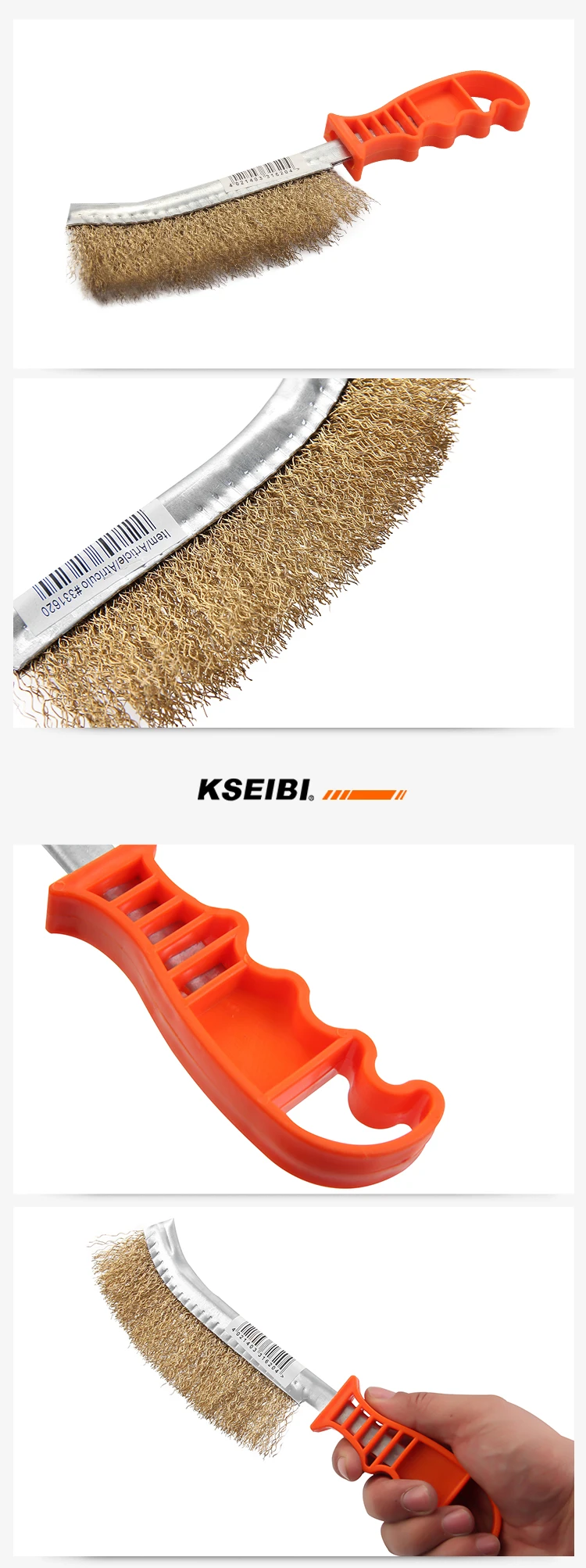 KSEIBI 331620 с латунным покрытием ручной проволоки кисти пластиковый, прочный Diy инструмент для удаления краски ржавчины стальной щетины провода скребок