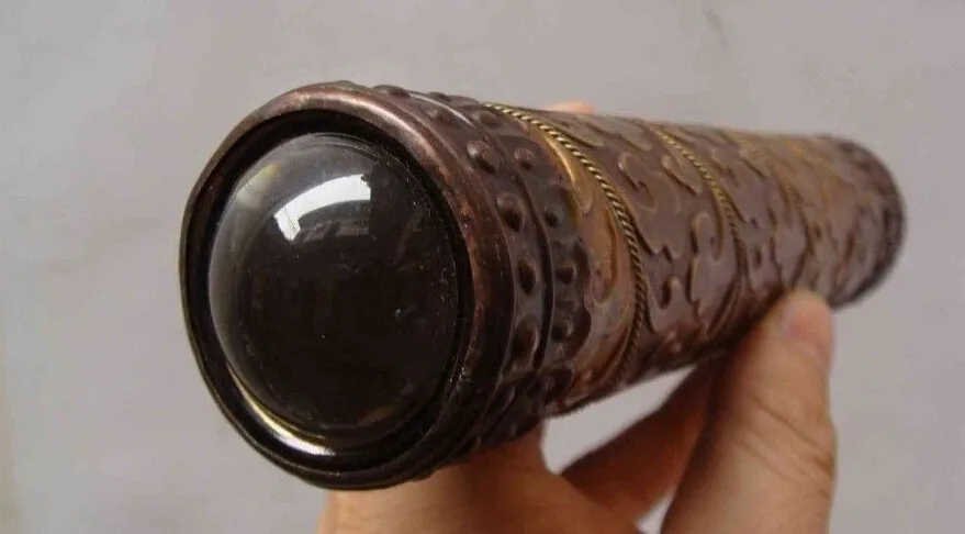 Chinese antique carved flower and old brass kaleidoscope High-grade collectibles
