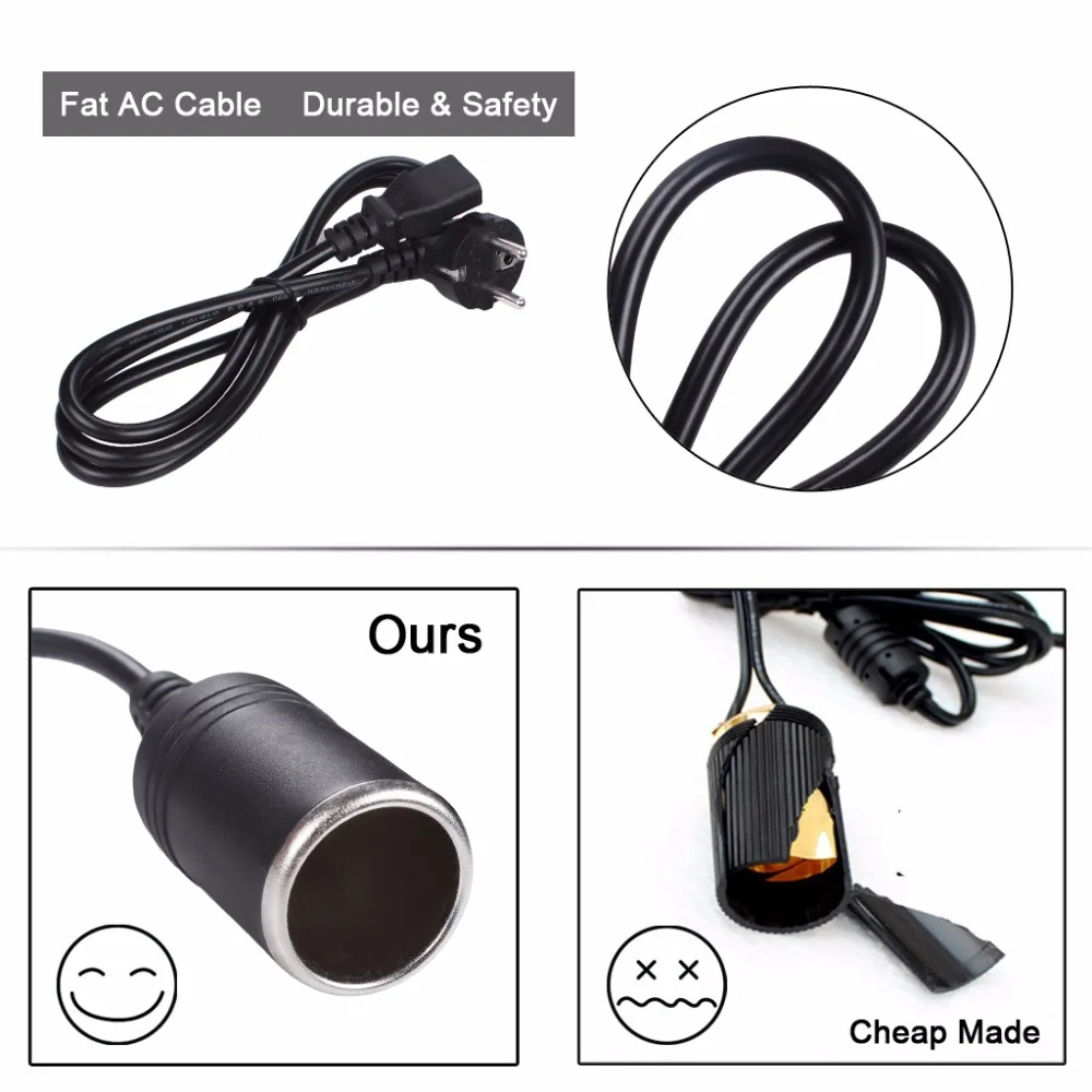 AC To DC Converter 10A 120W 110-220V To 12V Car Cigarette Lighter Socket ACDC Power Adapter Household Cigarette Lighter For Air Pump Car Vacuum And More (5)