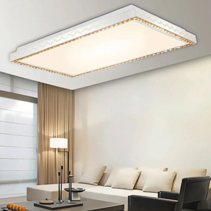 

Exquisite Carving Led Ceiling Lamp Modern Luxury K9 Crystal Decorate Rectangular And Circular Stepless Dimming Light