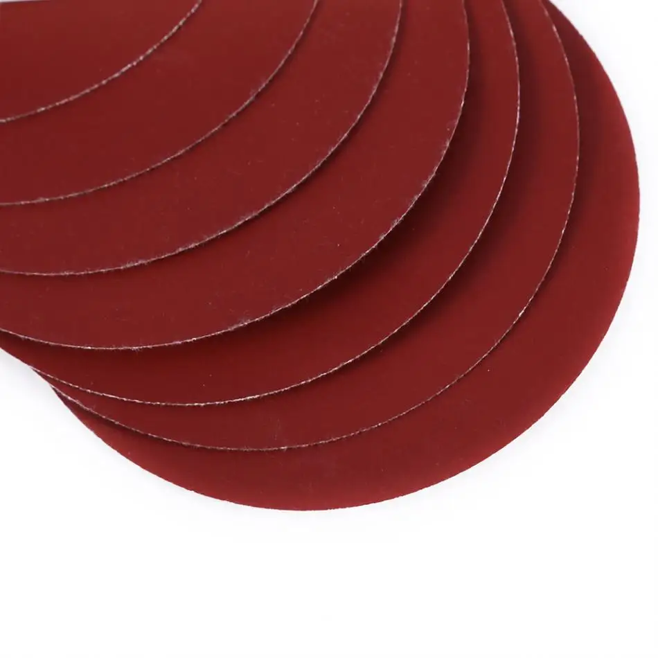 10 шт./лот 1000# зернистость красная шлифовальная полировка дисков 125 мм круглый шлифовальный Полировальный Инструмент форма 8 отверстий бумага для песка высокое качество