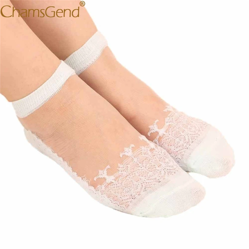 Chamsgend популярные женские ультратонкие прозрачные красивые прозрачные кружевные эластичные удобные короткие носки 80125