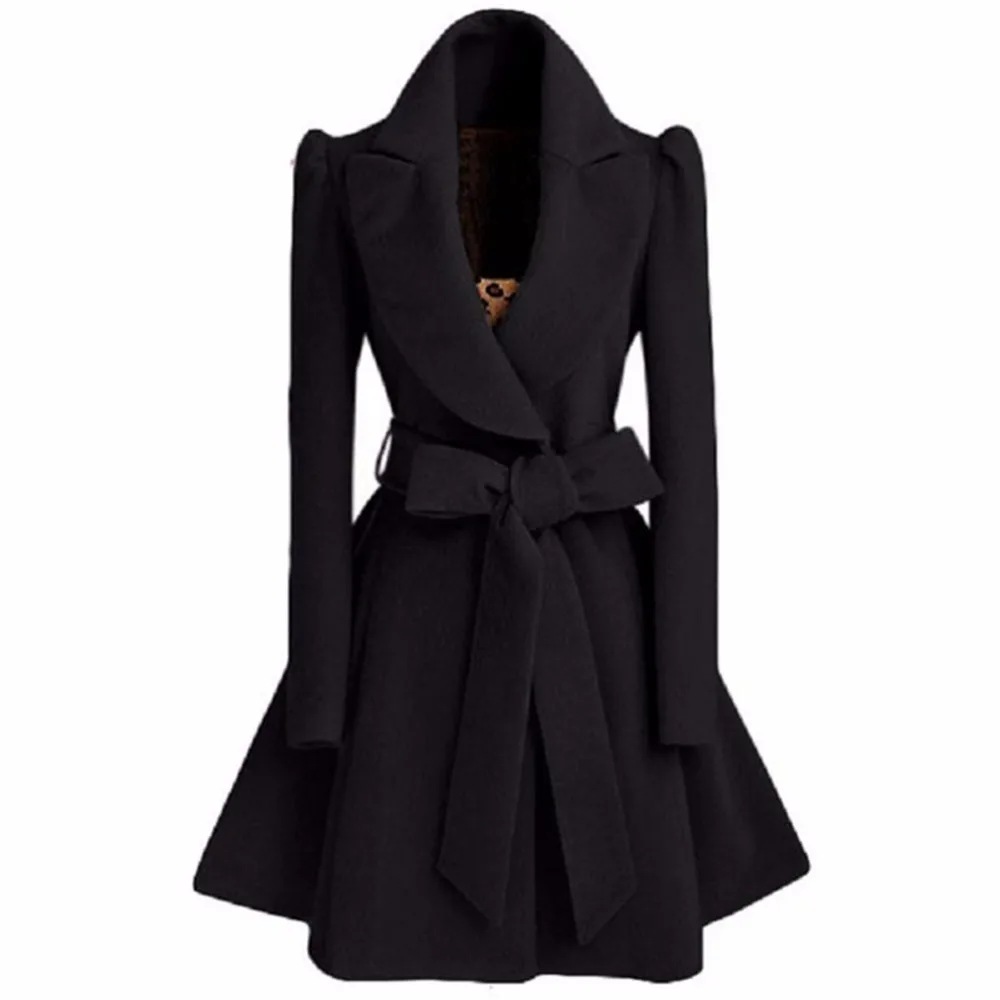 Especially Autumn Winter Blend Coat Women 2019 Slim Long Trench Coats Female sweet bow Belt Windbreaker Woman Cashmere