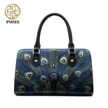 Pmsix сумка на плечо из натуральной кожи с животным тиснением, Брендовые женские дизайнерские сумки, популярная черная сумка из коровьей кожи для женщин