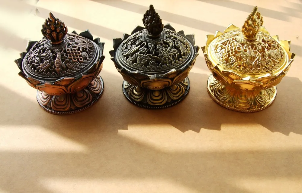 Wholesale Tibetan Lotus Incense Burner Alloy Bronze Mini Incense Burner