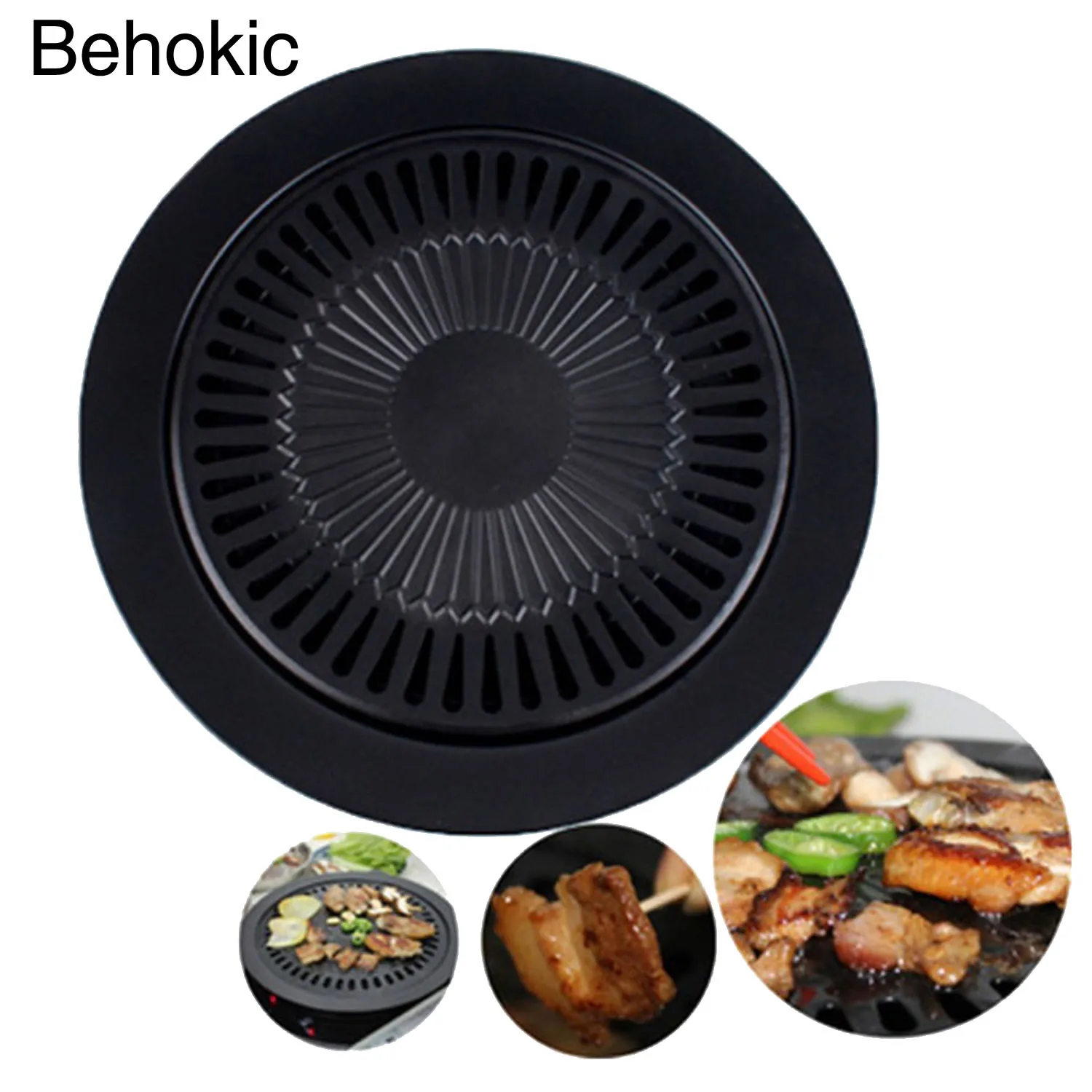 Behokic korean bbq Smokeless Nonstick Stovetop Barbecue gas Grill Pan