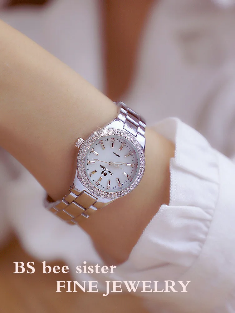 Знаменитые роскошные женские часы с бриллиантами Женские кварцевые часы полностью стальные женские часы под платье женские часы девушка браслет часы