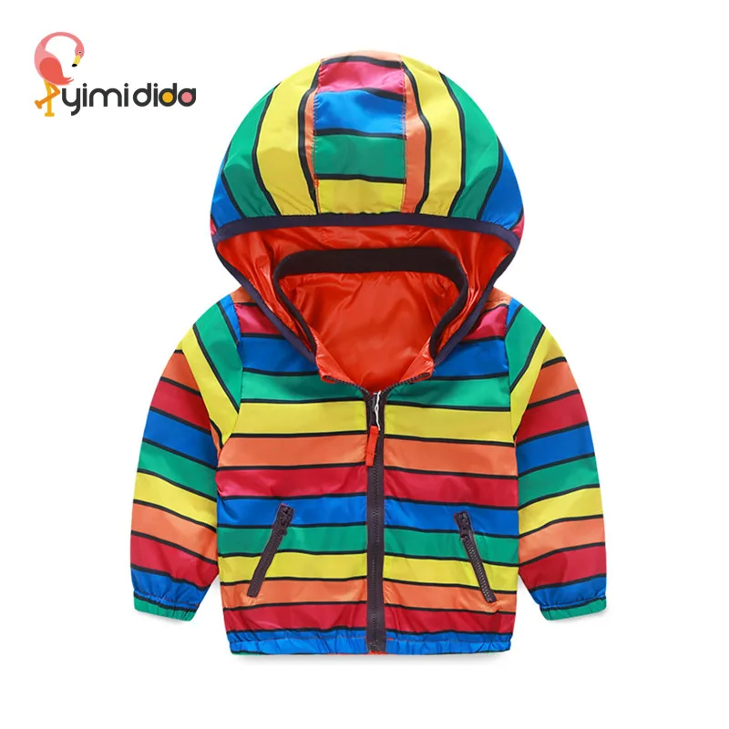 Kids Spring Autumn Jacket Rainbow Stripes Boy Girl Jackets Brand
