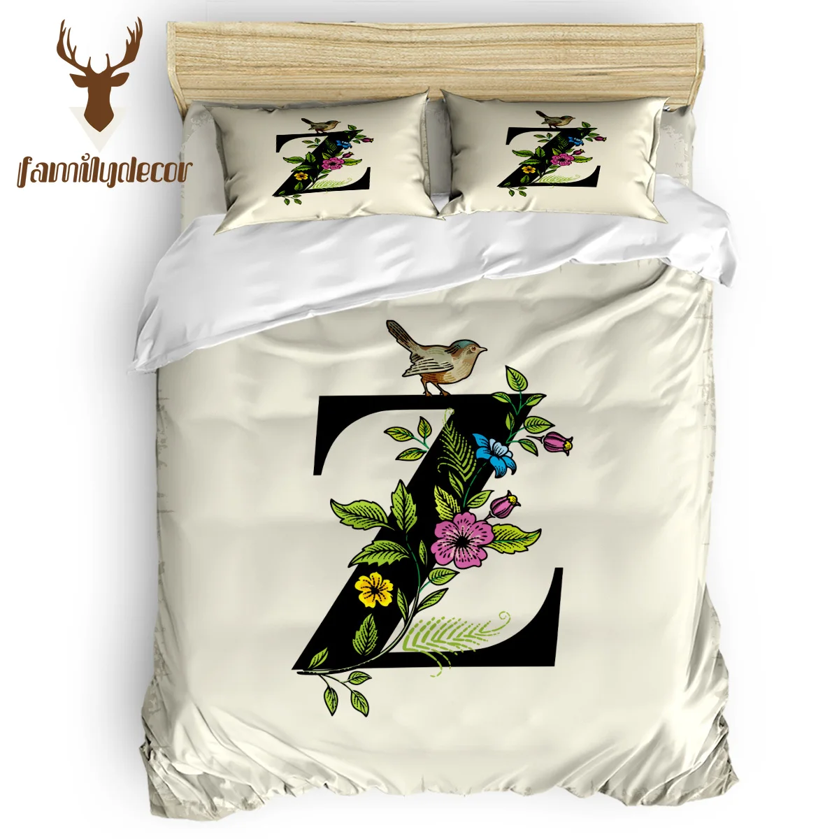 

FamilyDecor Flower Alphabet Image Z Bedding Set Luxury Comforter Bedding Sets 3D King Size Red Blue Cotton DHL Free Shipping