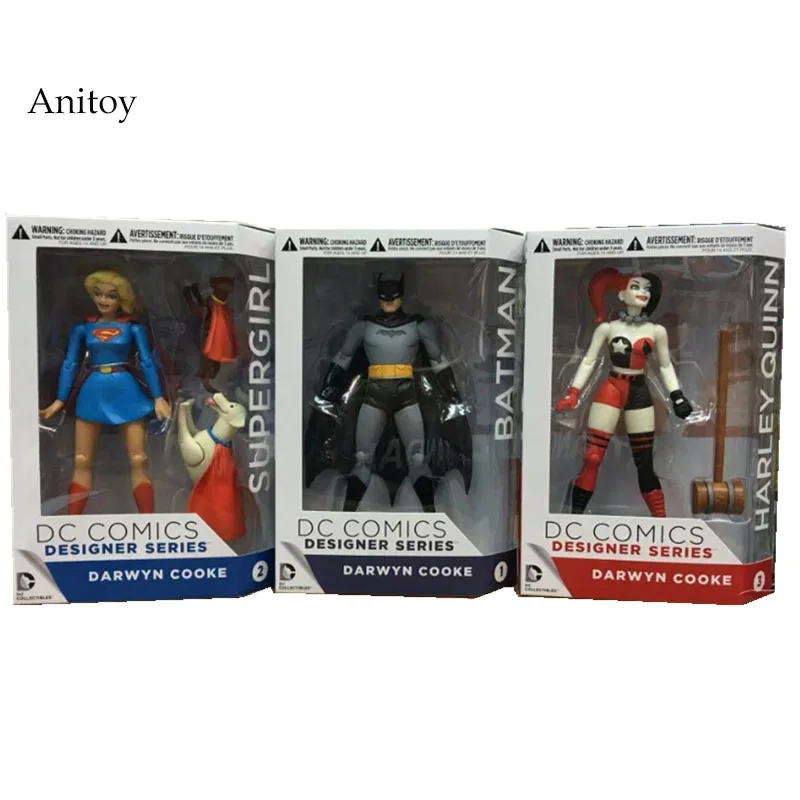 

DC COMICS Designer Series Darwyn Cooke Batman Supergirl Harley Quinn PVC Action Figure Collection Model Toys 7 18cm