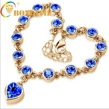 Hot Fashion Full Crystal Shining Jewelry Cubic Zircon Wholesale Sweet Peach Heart Gold Color/Sliver Color Women Girls Bracelet
