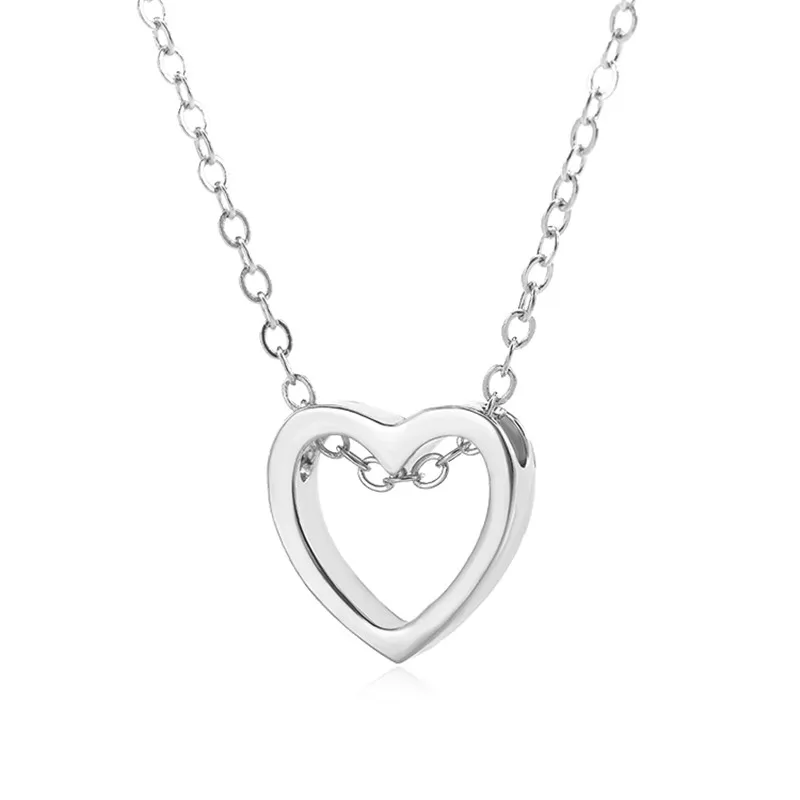 Модное ожерелье с сердцем для женщин черный золотой серебряный цвет Металл полые Простые Ювелирные изделия Кулон свадебный подарок - Окраска металла: 1