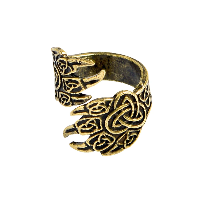 Винтажное кольцо с когтями медведя, орла, Серебряное бронзовое кольцо Викинга, Скандинавское регулируемое кольцо с когтями животных, кольцо с мифологией, подарок