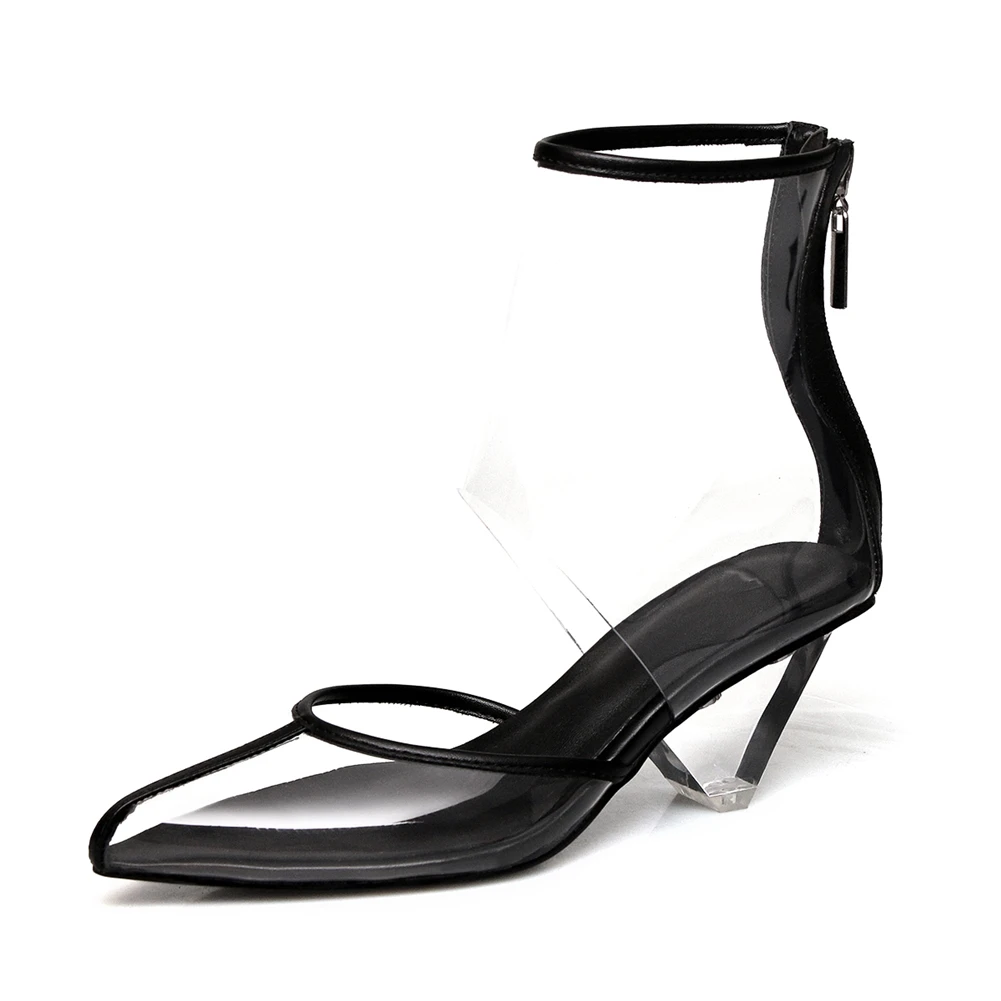 SARAIRIS/Новое поступление года; модные летние ботинки высокого качества в необычном стиле; женская обувь на молнии; популярная обувь; женские ботинки - Цвет: black 5.5 cm heel