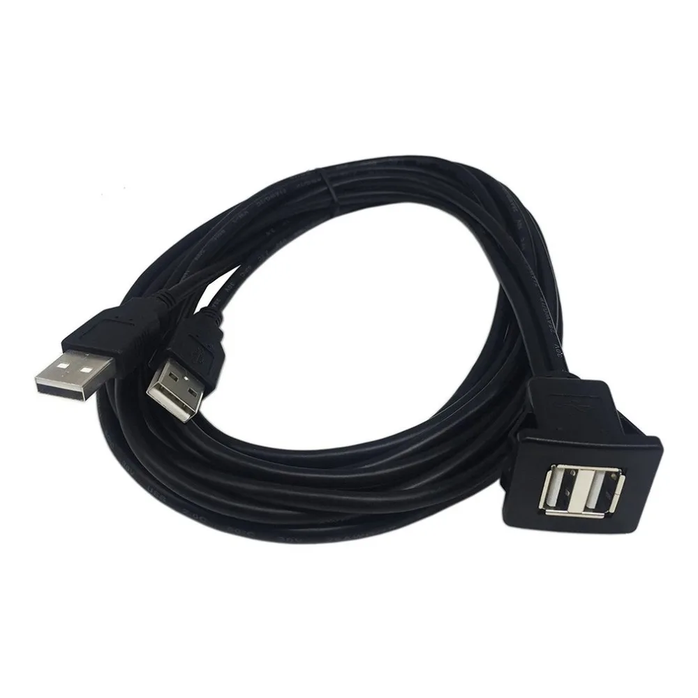 USB2.0 кабель для скрытого монтажа 1 м/2 м двойной/один USB порт удлинитель флеш панель монтажный кабель провод для автомобиля лодки мотоцикла