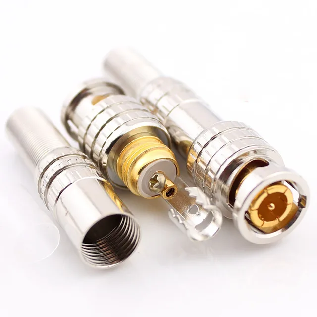 10pcs/lot HD Network Digital Cable TV Accessories Connector Adapter Free Solder BNC Connector