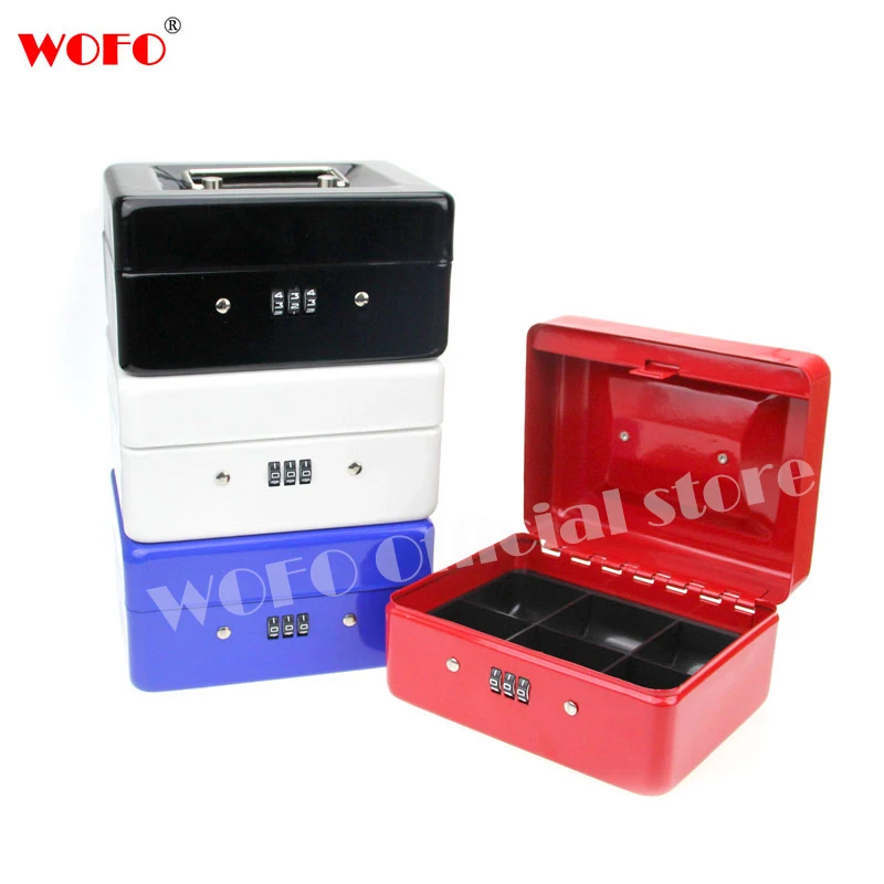 WOFO Stainless Steel Petty Cash Money Box Cashier Lock Box Password