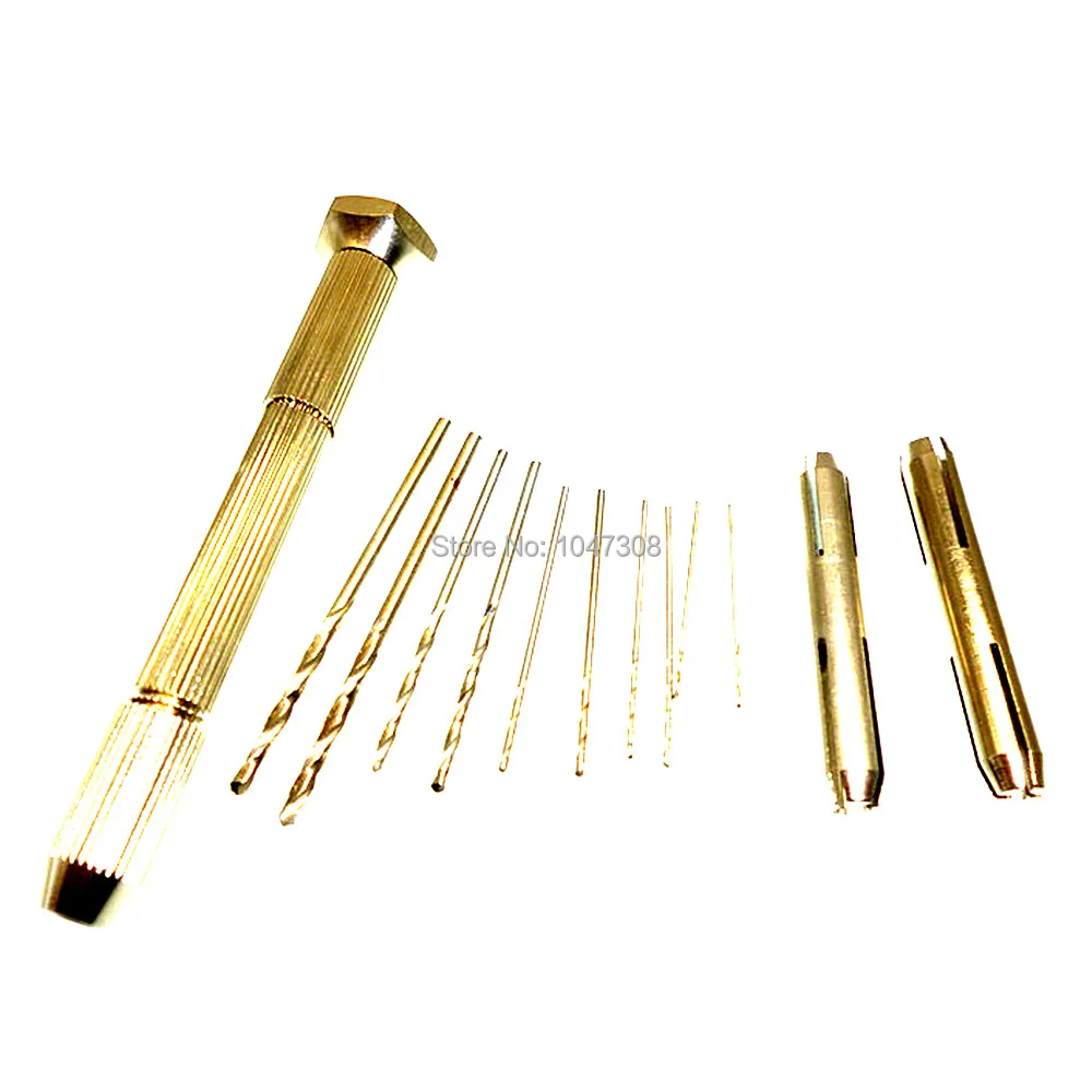 10pcs Micro Hss Twist Drill Bit + Swivel Head Pin Vise