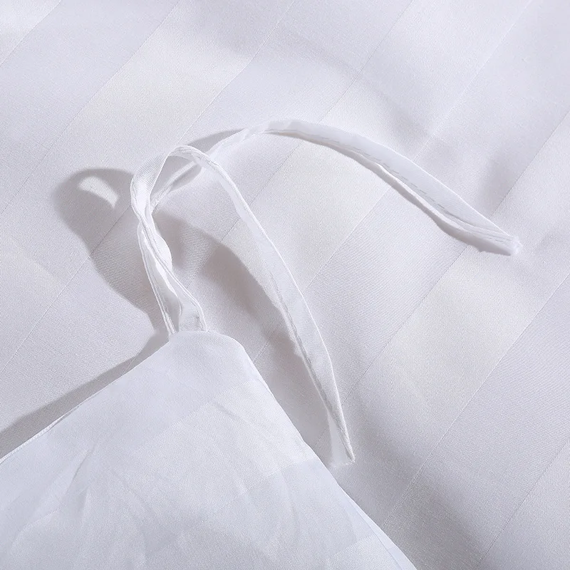  1PC Hotel White Duvet Cover Pure Stripes Hotel Duvet Covers 100% Satin Cotton Quilt Cover Top Quali