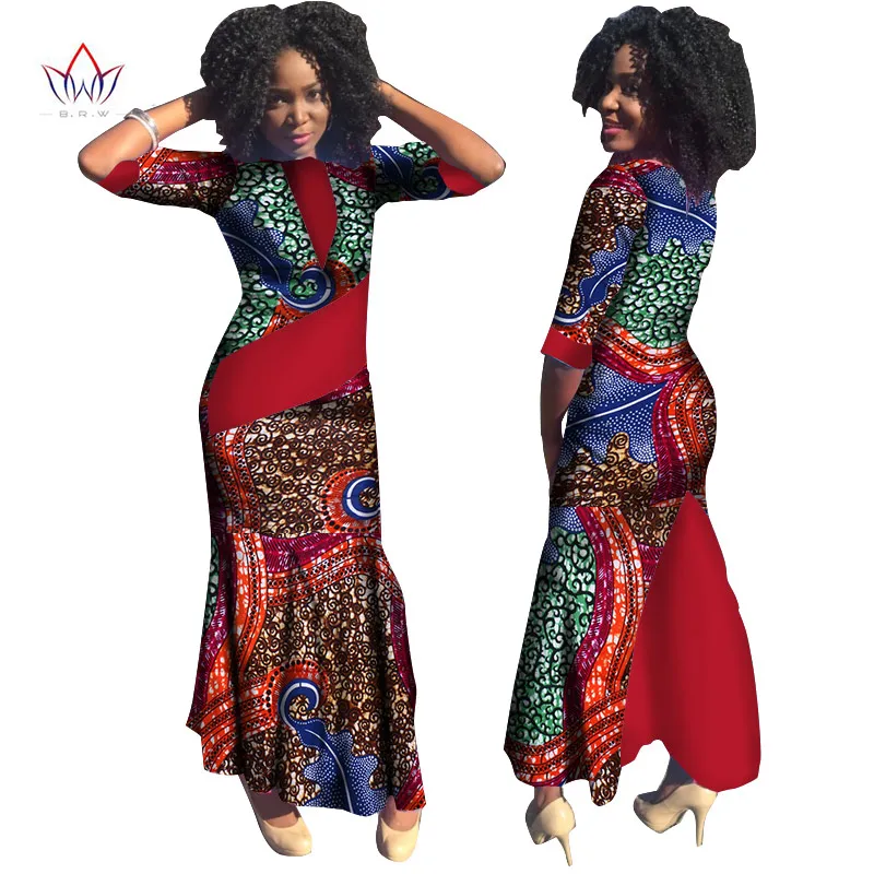Летние женские платья размера плюс,, традиционная африканская модная одежда, африканская восковая Дашики, длинное Хлопковое платье, натуральный 7xl WY814 - Цвет: 18