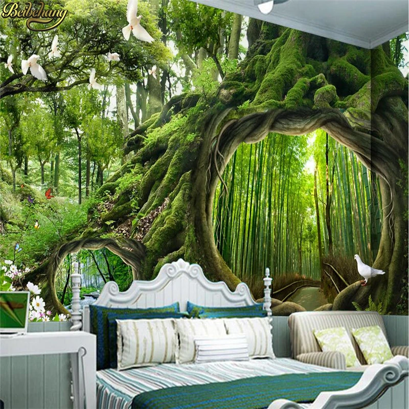 

beibehang Custom Photo Wallpaper Mural Wall Stickers Magic Forest Cafe Kids Room Backdrop Wall papel de parede