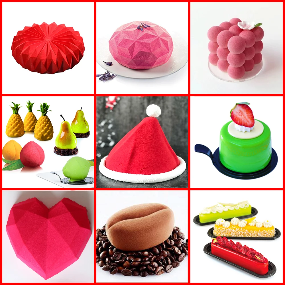 

Fruit Mousse 3d Silicone Cake Mold Round Shape Heart Christmas Dessert Rectangular Bakeware Baking Tools