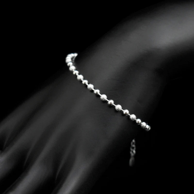 Горячая Распродажа, классические простые маленькие круглые браслеты с бусинами, 925 пробы браслет с серебряной пластиной, цепочка для женщин, браслет, ювелирное изделие, подарок - Окраска металла: Silver Plated