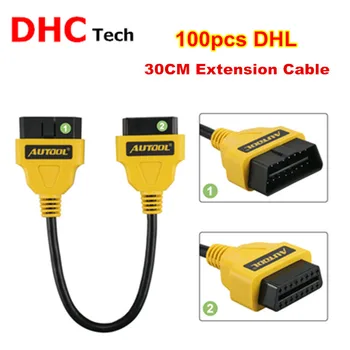 

AUTOOL 100pcs 30cm OBD2 16Pin Male to Female Extension Cable Connector OBDII Cable OBD 2 Diagnostic Connector Adapter