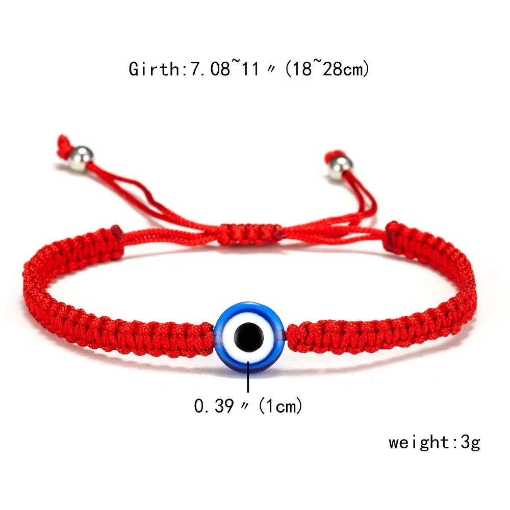 Rinhoo Charm Turkish Evil Eye Hand Braided Red Thread String Bracelet Women Men Lucky Red Rope Adjustable Bracelet Jewelry Gifts