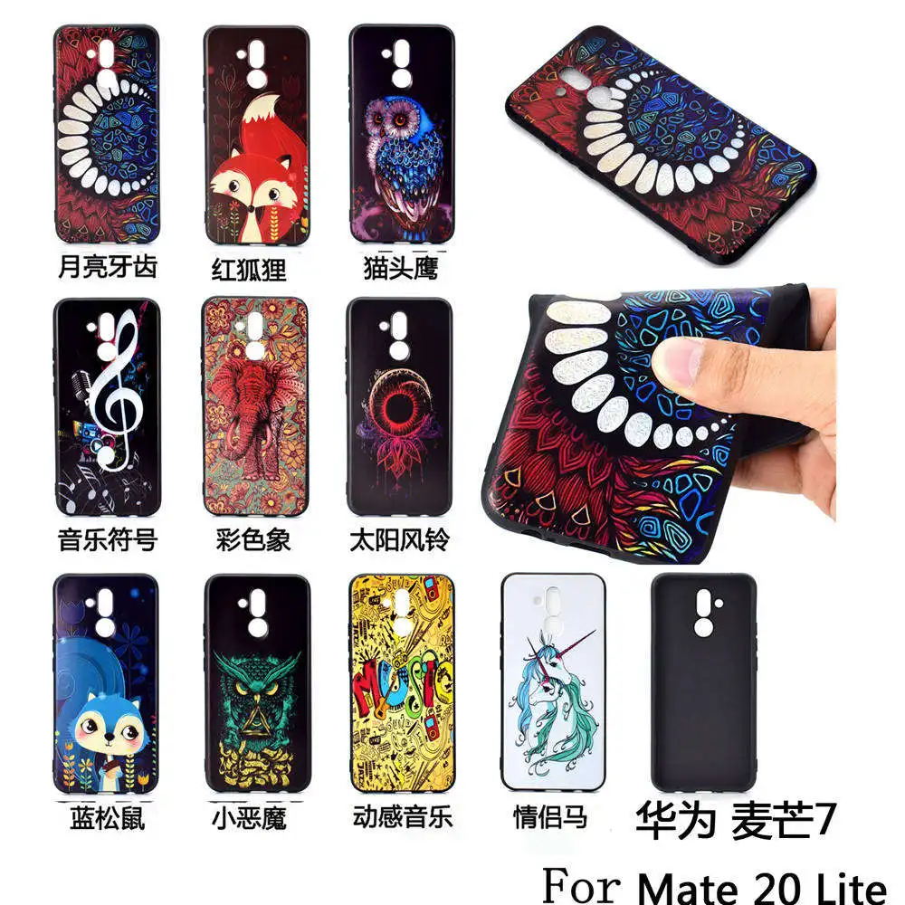 For Huawei Mate 20 lite Luxury Black 3D Painted Cases Cover Relief Full Protection Phone Coque |
