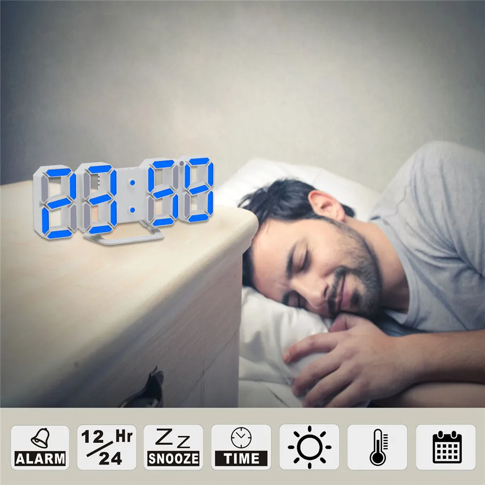 

Modern Digital LED Table Desk Alarm Clock Night Wall Clock Alarm Watch Digital Clock Digital Clock Snooze Desktop Display #30