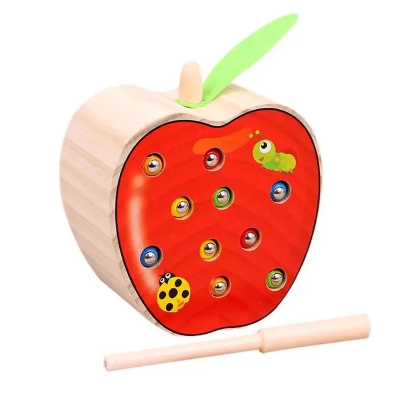 Baby Wooden Toys 3D Puzzle Early Childhood Educational Toys Catch Worm Game Color Cognitive Magnetic Strawberry Toy for Children - Цвет: 02