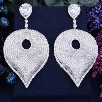 

GODKI 81mm Exclusive Super Luxury Leaf Leaves Full Mirco Paved Cubic ZirconCZ Naija Wedding Drop Earring Fashion Jewelry