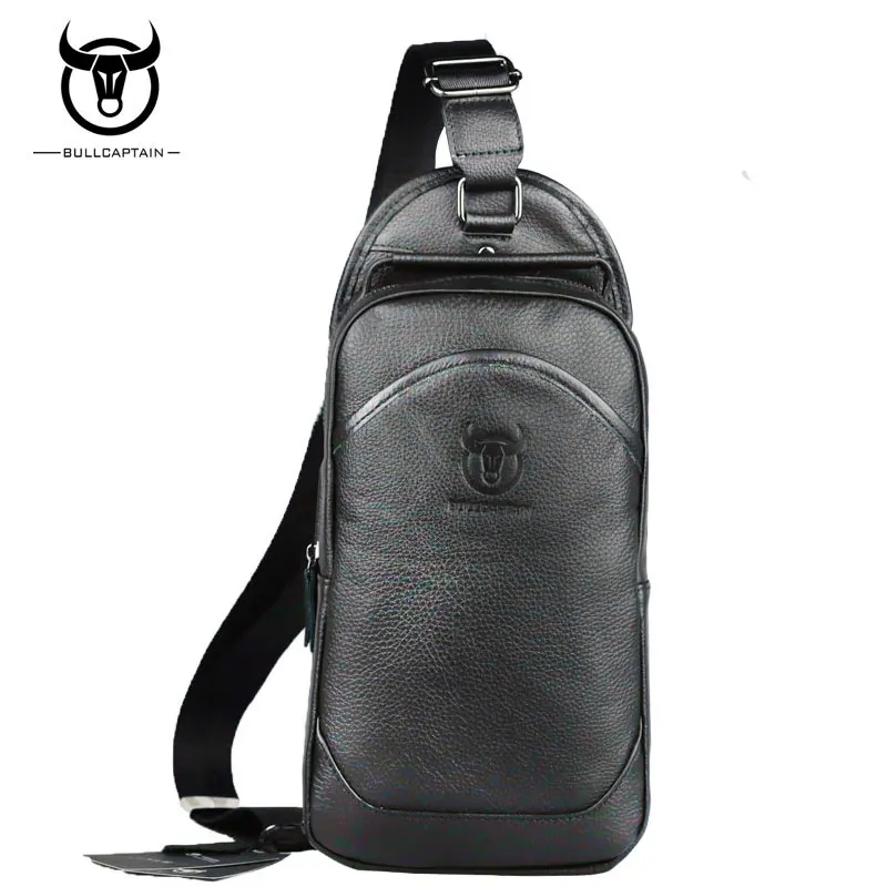 

BULLCAPTAIN 2019 Fashion Genuine Leather Crossbody Bag men famous Brand large capacity men sling chest bag Male messenger Bags