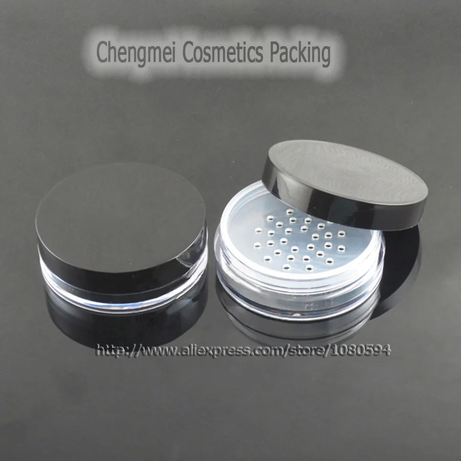 

50pcs/lot 10g Empty Cosmetic Clear Jars Containers with Powder Sifter Make-up powder Packing bottles