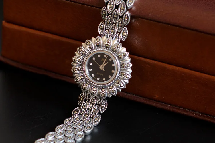  wholesale S925 pure silver ornaments Thai classical woman sunflower bracelet watches - 32950355881