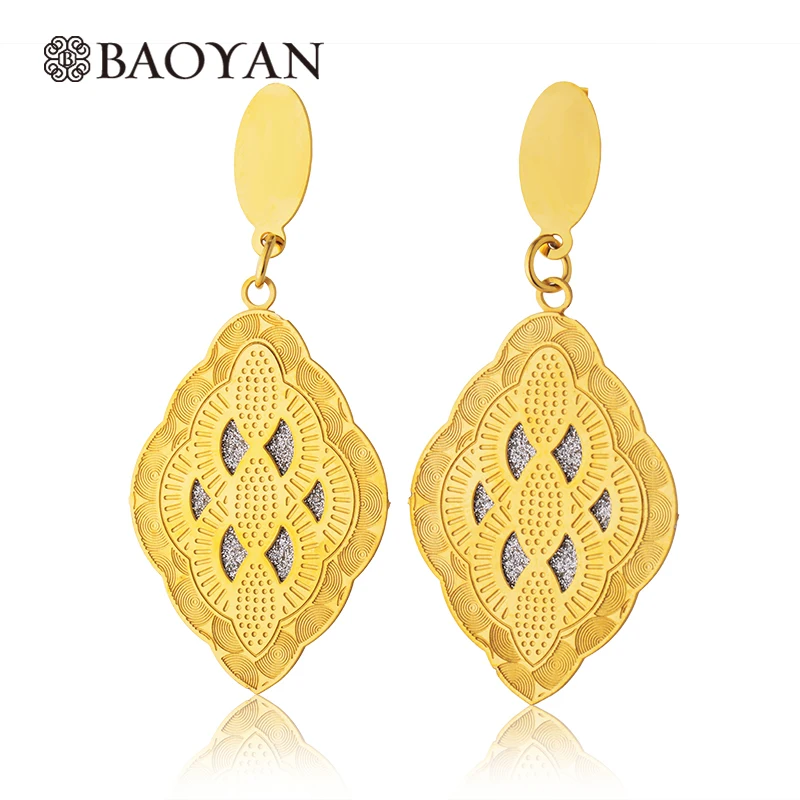 

Retro Big Square Leaves Drop Earring For Women Never Fade Gold Color Stainless Steel Fashion Women Earrings oorbellen N25