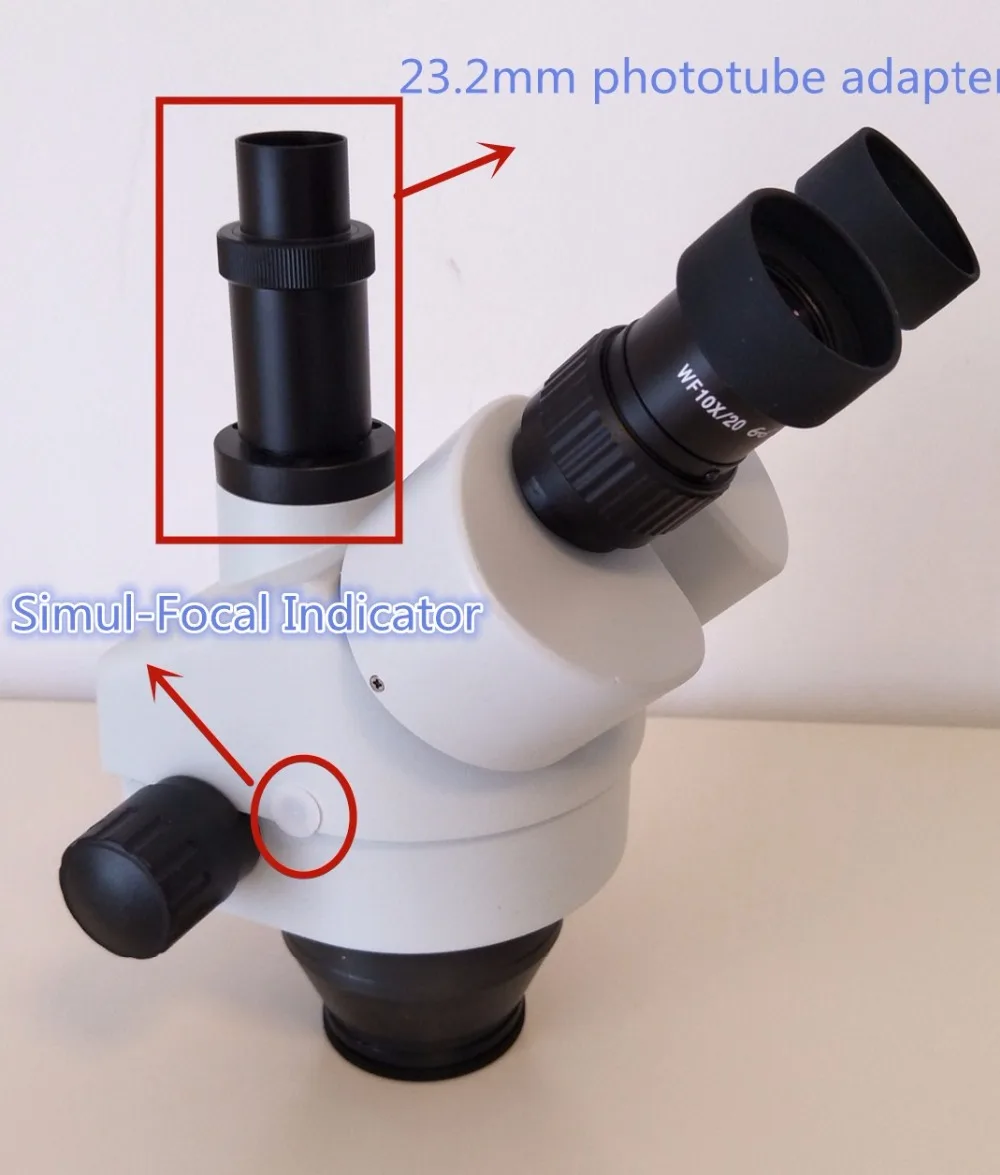 Лучший CE SZM745 7X-45X Simul-Focal Тринокулярный зум стерео микроскоп головка WF10X/20 аксессуары для микроскопа