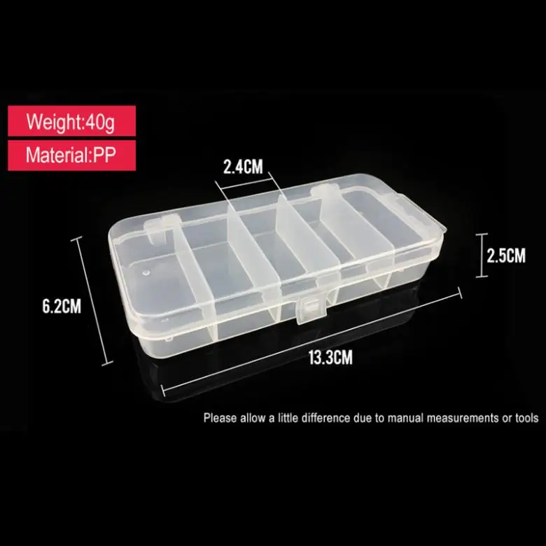 5 Compartments Multifunctional Fish Tackle Box for Fishing Lures Hooks Storage