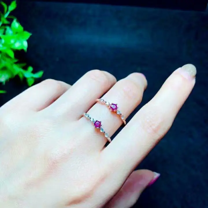 shilovem 925 sterling silver Natural red RUBY Ring fine Jewelry women trendy ETHNIC WEDDING open 3*3mm qj030301agh