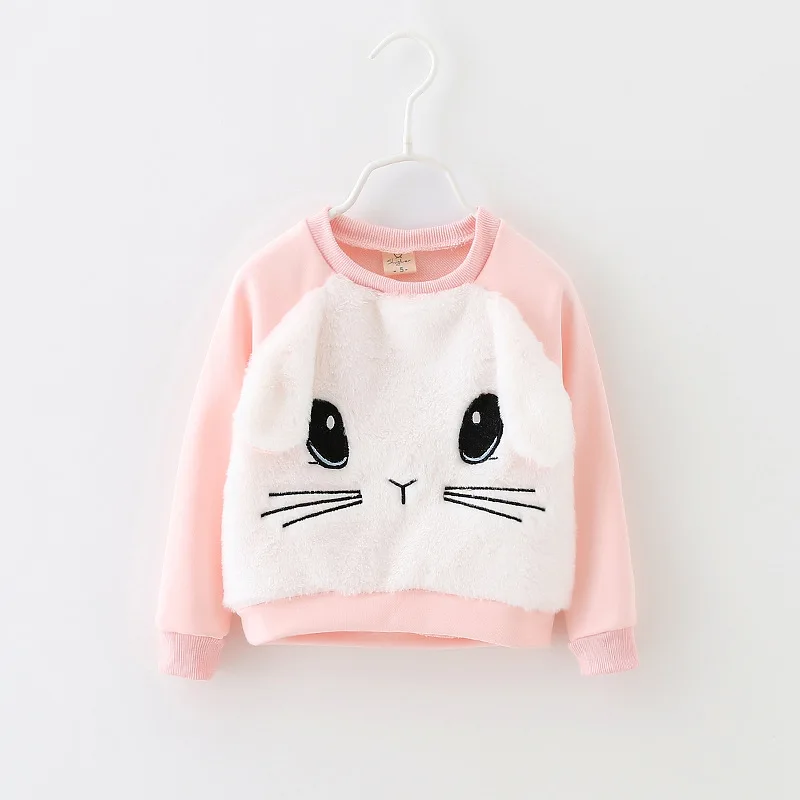 Комплект одежды для девочек с рисунком кролика, кота, футболка с длинными рукавами, топы и юбка, комплект из 2 предметов, модный осенний костюм, 2 цвета, 80-120, с рисунком кролика, k1