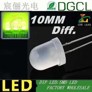

Green 10mm indicator diffused led diode 568-575nm Round dip led 2.0-2.5V(CE&Rosh)