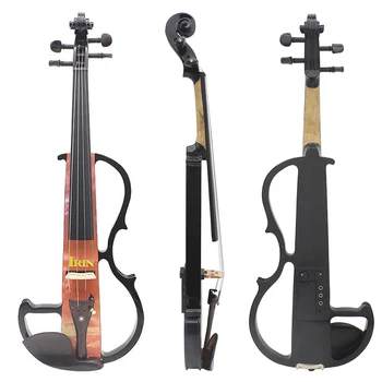 

Full Size 4/4 Electric Violin Fiddle Maple Wood Stringed Instrument Ebony Fretboard Rest with Connecting Cable Earphone Case