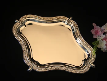 

silver embossed metal serving tray storage tray fruit hotel restaurant home decoration weedding decoration SG072