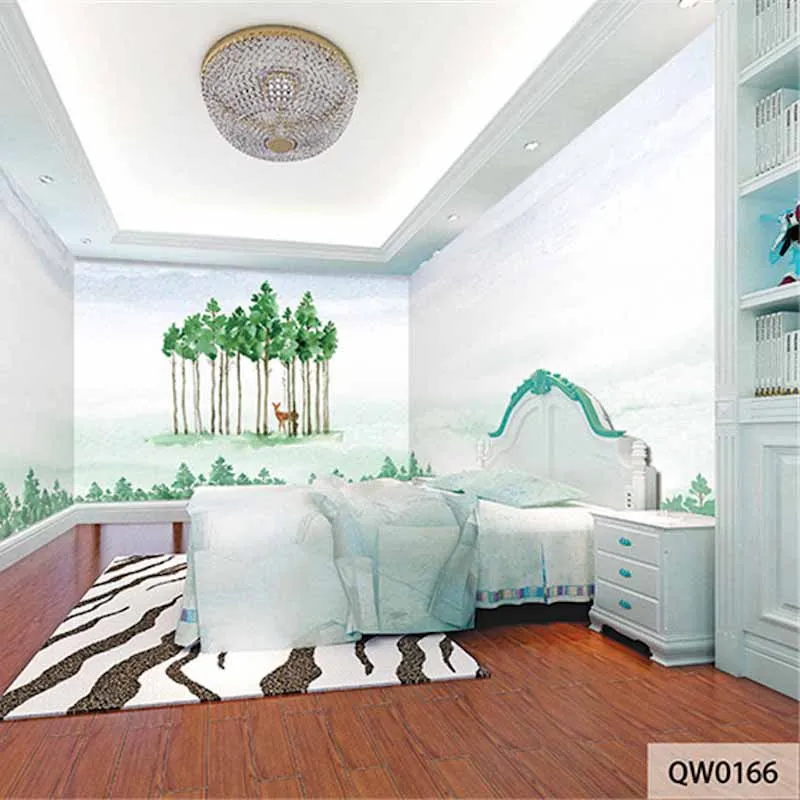 

Custom Print DIY Fabric &Textile Wallcoverings For Walls Cloth Washable Forest Deer Matt Silk For Living Bedroom Home Decor Top