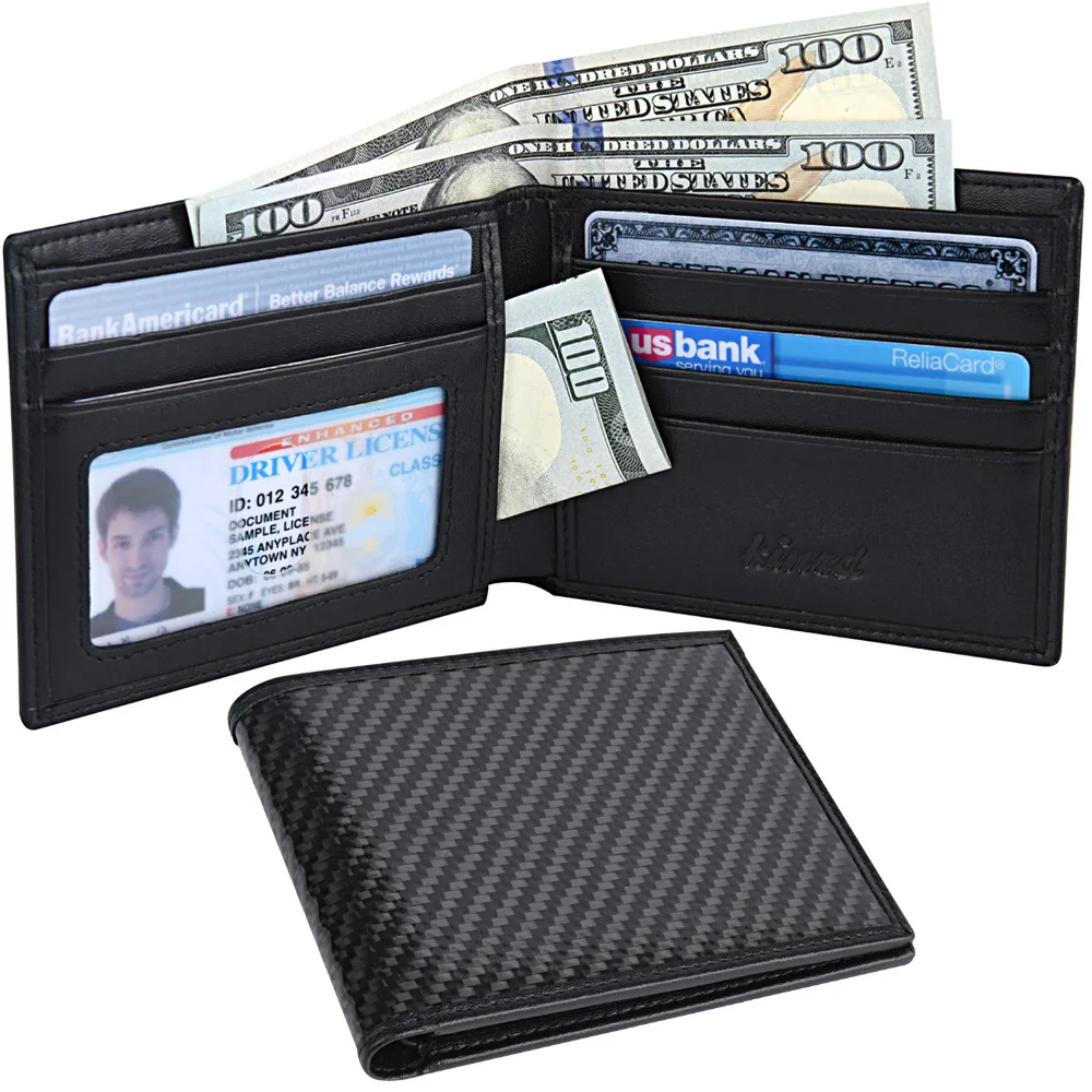 Buy Mens Slim Front Pocket Wallet Carbon Fiber Bifold